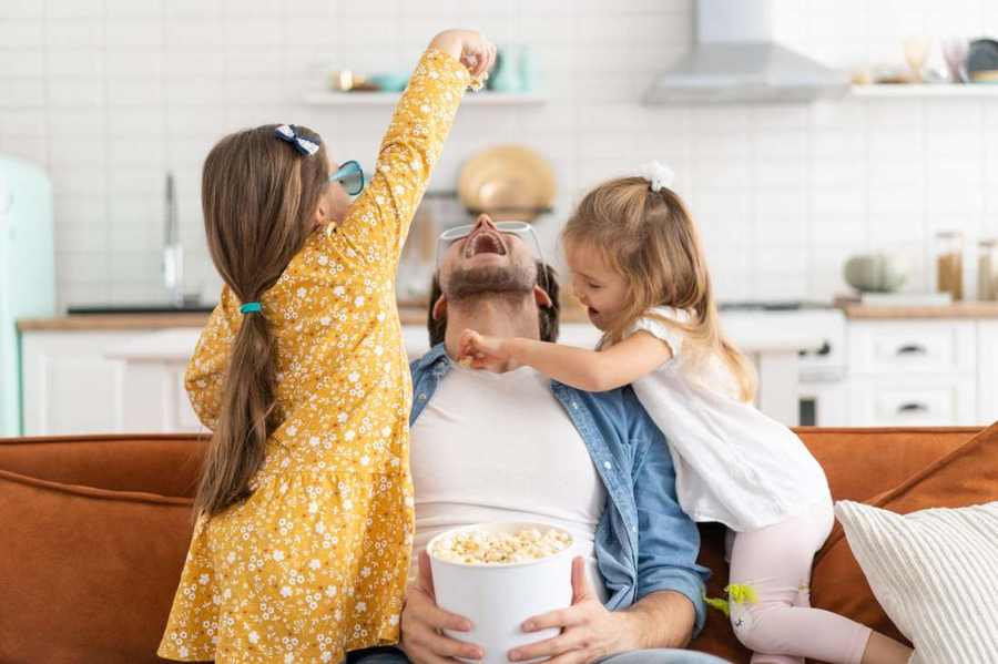 Family movie night on the couch